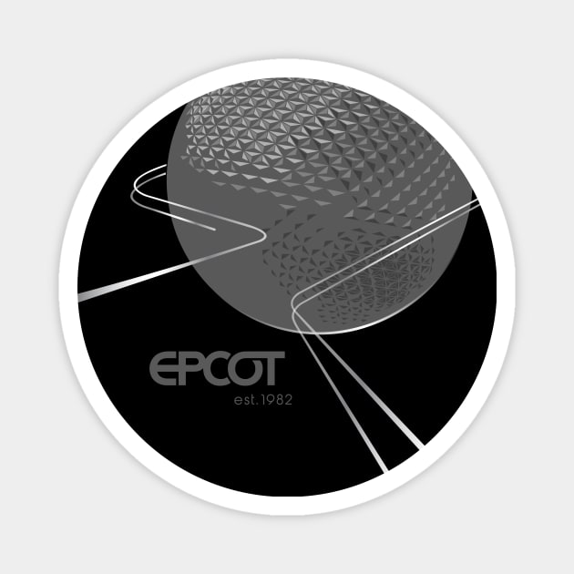 EPCOT Spaceship Earth Grayscale Simplified Shirt Design - for Front Magnet by Blake Dumesnil Designs